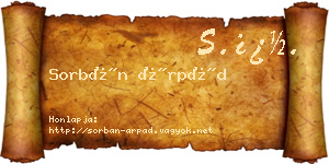 Sorbán Árpád névjegykártya